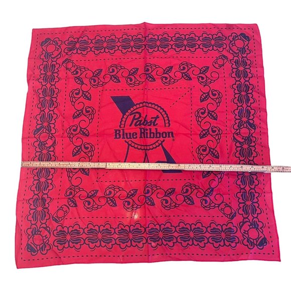 NEW Pabst Blue Ribbon PBR 25”X 25” Square Bandana Handkerchief Banner Logo Red - Picture 3 of 6